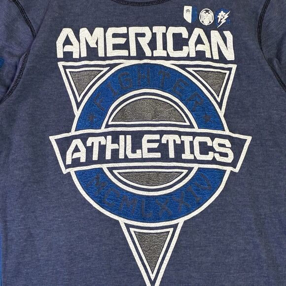 American Fighter Long Sleeve Graphic Thermal Shirt Blue Mens Large - Picture 2 of 8